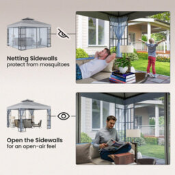 Outsunny 3 X 3(M) Patio Gazebo Canopy Garden Pavilion, Light Grey - thumbnail 6