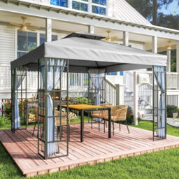 Outsunny 3 X 3(M) Patio Gazebo Canopy Garden Pavilion, Light Grey - thumbnail 9