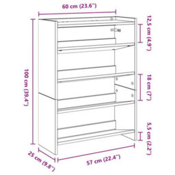 Berkfield Shoe Rack Concrete Grey 80X25X61.5 Cm Engineered Wood - thumbnail 9