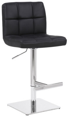 Lamboro Deluxe Allegro Real Leather Bar Stool, Adjustable Height, Weighted Base, Kitchen Bar Stool, Black - image 1