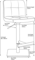 Lamboro Deluxe Allegro Real Leather Bar Stool, Adjustable Height, Weighted Base, Kitchen Bar Stool, Black - thumbnail 8