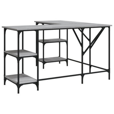 Berkfield Industrial Desk Grey Sonoma 139X139X75 Cm Engineered Wood