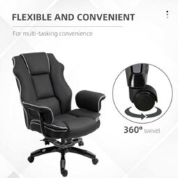 Vinsetto High Back Office Chair With Height Adjustable, Reclining, Black - thumbnail 7