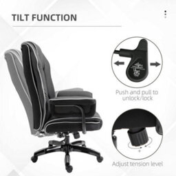 Vinsetto High Back Office Chair With Height Adjustable, Reclining, Black - thumbnail 6