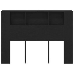 Berkfield Black Oak Headboard Cabinet - 140X19X104.5 Cm - Made From Engineered Wood - thumbnail 5