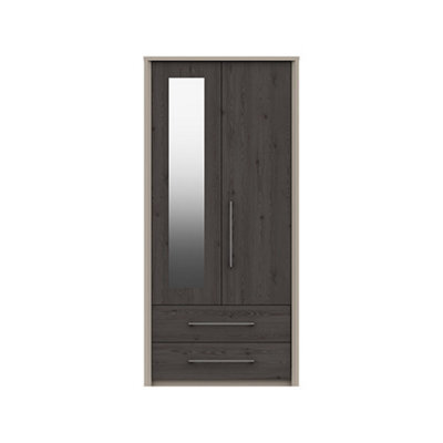 Burlington 2 Door Combi Robe With Mirror - Fired Earth And Anthracite Larch On Express Delivery And Ready Assembled - image 1