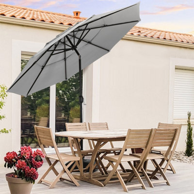 Thehotsale 3-Tier 3M Parasol Garden Patio Umbrella With Push Button Tilting And Crank Sun Shade No Base - image 1