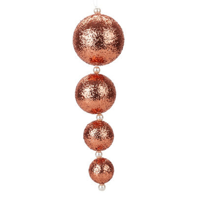 Christmas Bauble Decoration Hanging Tree Ornament X 4 31Cm Rose Gold - image 1