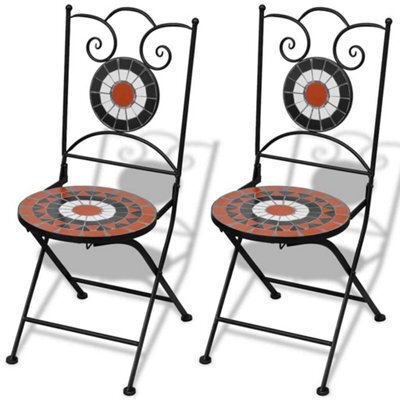 Walplus Folding Bistro Chairs 2 Pcs Ceramic Terracotta And White - image 1