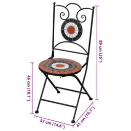 Walplus Folding Bistro Chairs 2 Pcs Ceramic Terracotta And White - thumbnail 7