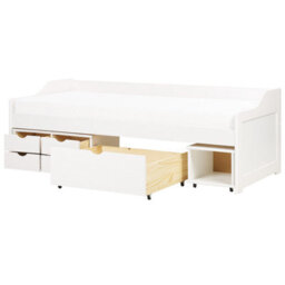 Beliani Daybed With Storage Pine Wood Royville 90 X 200 Cm (Eu Single) White - thumbnail 8