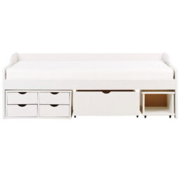 Beliani Daybed With Storage Pine Wood Royville 90 X 200 Cm (Eu Single) White - thumbnail 5