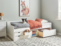 Beliani Daybed With Storage Pine Wood Royville 90 X 200 Cm (Eu Single) White - thumbnail 2