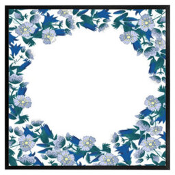 "Andrew Lee Winter Blue Flowers (Picutre Frame) / 24X24"" / Oak" - thumbnail 3
