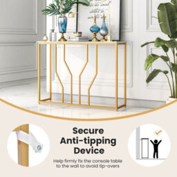Costway Modern Console Table 110Cm Faux Marble Narrow Entryway Hallway Table Accent Desk - thumbnail 8