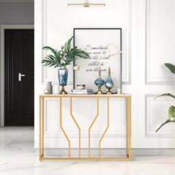 Costway Modern Console Table 110Cm Faux Marble Narrow Entryway Hallway Table Accent Desk - thumbnail 4