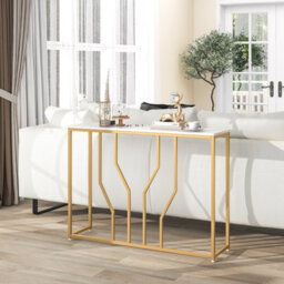 Costway Modern Console Table 110Cm Faux Marble Narrow Entryway Hallway Table Accent Desk - thumbnail 3