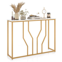 Costway Modern Console Table 110Cm Faux Marble Narrow Entryway Hallway Table Accent Desk - thumbnail 1