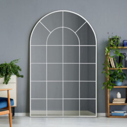 Mirroroutlet The Arcus White Framed Arched Window Leaner/wall Mirror 190Cm X 120Cm