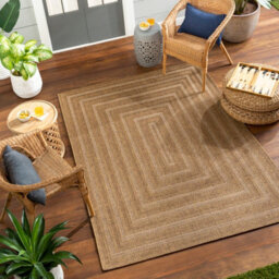 Livabliss Pismo Beach-Modern Brown Tan Yellow Graphic In- & Outdoor Jute-Look Rug 160 X 213 Cm Easy Care, Non Shedding - thumbnail 2