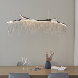 Luminosa Lighting Luminosa Orphelia Led Curve Twin Bar Pendant Light Fine Silver Chain Waterfall Effect Polished Chrome, Warm White - thumbnail 2