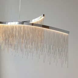 Luminosa Lighting Luminosa Orphelia Led Curve Twin Bar Pendant Light Fine Silver Chain Waterfall Effect Polished Chrome, Warm White - thumbnail 5