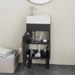 Bathroom Vanity Cabinet In Black With Sink Door And Two Hooks Faucet Not Included - thumbnail 1