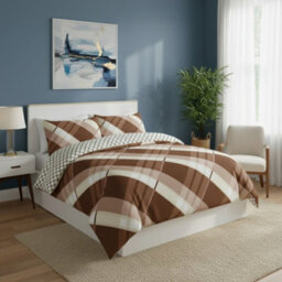 Modern Reversible Duvet Cover Stylish Geometric Pattern Bedding For Bedroom Brown