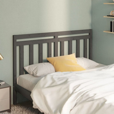 Berkfield Bed Headboard Grey 141X4X100 Cm Solid Wood Pine - image 1