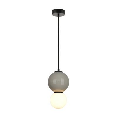 Luminosa Lighting Luminosa Pieve Small Slim Pendant Ceiling Light Grey, Matt White With Grey, Glass, Ceramics Shade 3000K Warm White - image 1