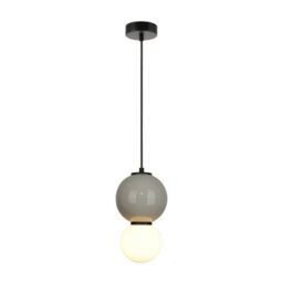Luminosa Lighting Luminosa Pieve Small Slim Pendant Ceiling Light Grey, Matt White With Grey, Glass, Ceramics Shade 3000K Warm White - thumbnail 1