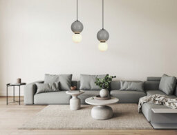 Luminosa Lighting Luminosa Pieve Small Slim Pendant Ceiling Light Grey, Matt White With Grey, Glass, Ceramics Shade 3000K Warm White - thumbnail 6