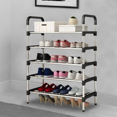 5 Tier Shoe Rack Stand Space Saving Metal Shoe Storage Organiser Shelf - image 1