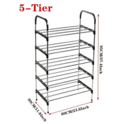 5 Tier Shoe Rack Stand Space Saving Metal Shoe Storage Organiser Shelf - thumbnail 2