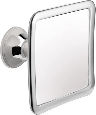 Mirrorvana Fogless Shower Mirror For Shaving With Upgraded Suction-Cup, 1 X Magnifying, 6.3 X 6.3 Inch (Chrome Frame, Grey