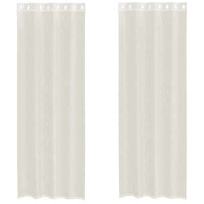 Berkfield Durable Voile Curtains With Grommets 2 Pcs Cream 140X300 Cm