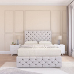 "Sloomy 6Ft Watson Divan Bed Base Silver Plush ,4 Drawers, 12"" Footboard & 54"" Floor Standing Headboard - Super King" - thumbnail 2