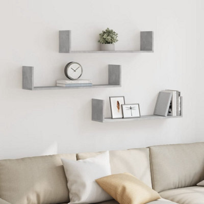Berkfield Wall Shelves 3 Pcs Concrete Grey 80X18X18 Cm Engineered Wood - image 1