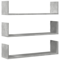 Berkfield Wall Shelves 3 Pcs Concrete Grey 80X18X18 Cm Engineered Wood - thumbnail 2