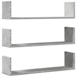 Berkfield Wall Shelves 3 Pcs Concrete Grey 80X18X18 Cm Engineered Wood - thumbnail 6