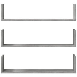 Berkfield Wall Shelves 3 Pcs Concrete Grey 80X18X18 Cm Engineered Wood - thumbnail 4