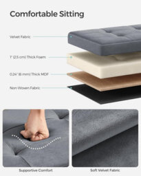 Songmics Foldable Ottoman Footstool With Storage Space, Ideal For Dorm Rooms Or Lounges, Slate Grey - thumbnail 4