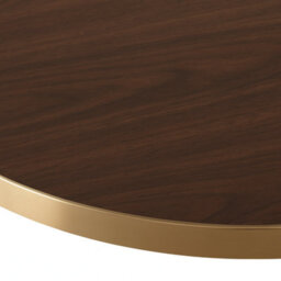 70Cm Round Walnut Bistro Table With Brushed Gold Edge & Black Square Pedestal Base - thumbnail 6
