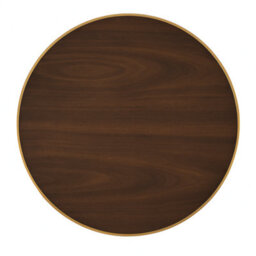 70Cm Round Walnut Bistro Table With Brushed Gold Edge & Black Square Pedestal Base - thumbnail 4