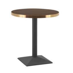 70Cm Round Walnut Bistro Table With Brushed Gold Edge & Black Square Pedestal Base - thumbnail 2