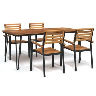 Berkfield 5 Piece Garden Dining Set Solid Wood Acacia And Metal - image 1