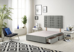 Somnior Beds Somnior Bliss Tweed Grey Divan Bed Base With 4 Drawers And Headboard - Small Double - thumbnail 1