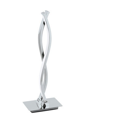 Stylish Chrome Table Lamp With White Plastic Shade And Led Bulbs - image 1