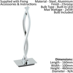 Stylish Chrome Table Lamp With White Plastic Shade And Led Bulbs - thumbnail 2