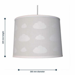 Set Of 2 Modern Clouds Easy Fit Pendant Grey Ceiling Lightshades Nursery Bedroom - thumbnail 2